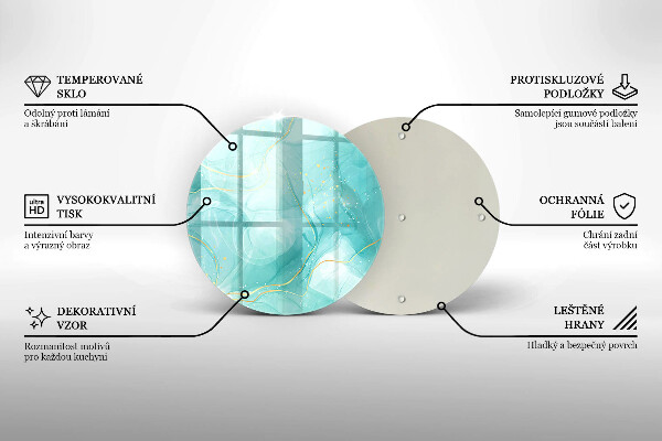 Kuchynská doska veľká zo skla Modrá a zlatá abstrakcia