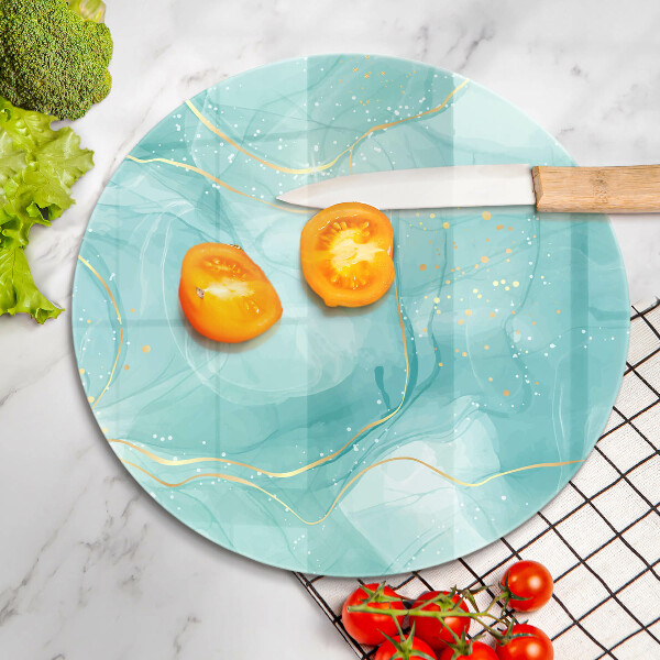 Kuchynská doska veľká zo skla Modrá a zlatá abstrakcia