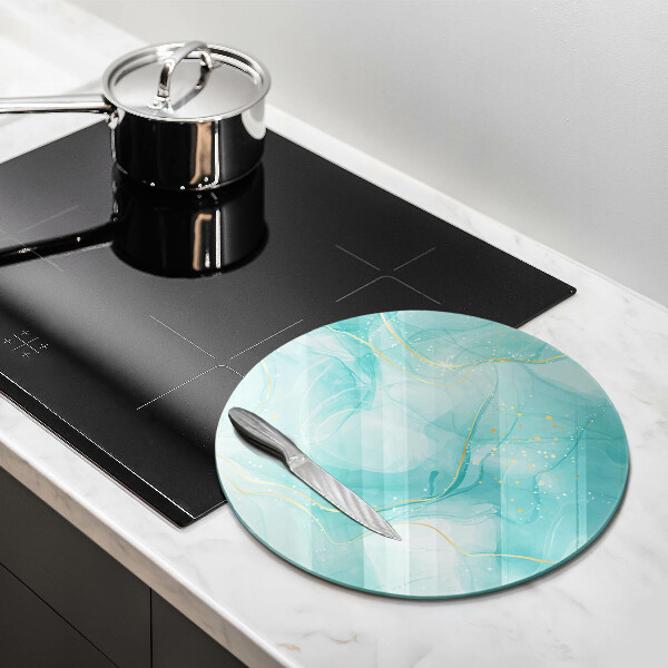 Kuchynská doska veľká zo skla Modrá a zlatá abstrakcia