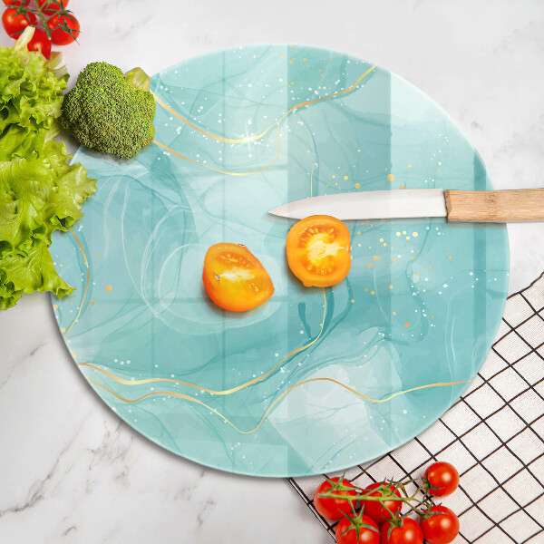 Kuchynská doska veľká zo skla Modrá a zlatá abstrakcia