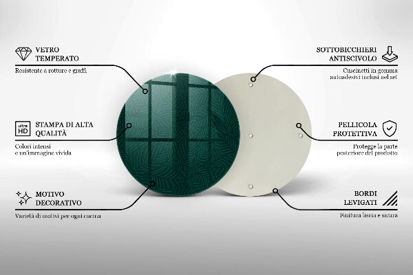Kuchynská doska veľká zo skla Minimalistické listy