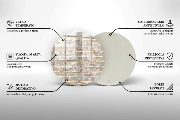 Kuchynská doska veľká zo skla Svetlá tehlová stena