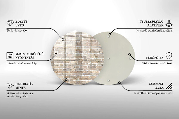 Kuchynská doska veľká zo skla Svetlá tehlová stena