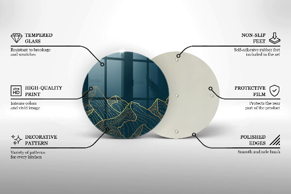 Kuchynská doska veľká zo skla Abstraktné hory