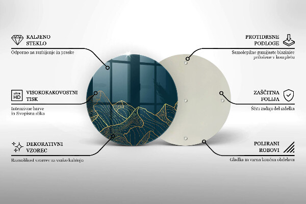 Kuchynská doska veľká zo skla Abstraktné hory