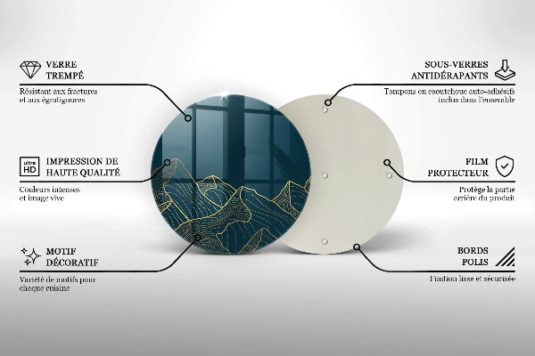 Kuchynská doska veľká zo skla Abstraktné hory