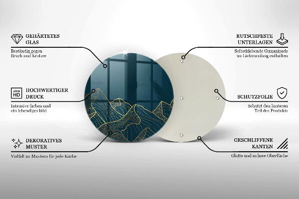 Kuchynská doska veľká zo skla Abstraktné hory