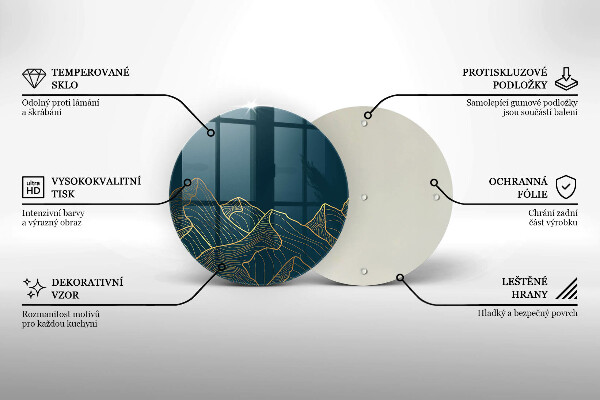 Kuchynská doska veľká zo skla Abstraktné hory