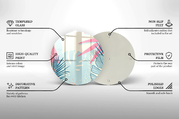 Kuchynská doska veľká zo skla Pastelové listy