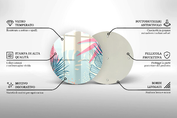 Kuchynská doska veľká zo skla Pastelové listy