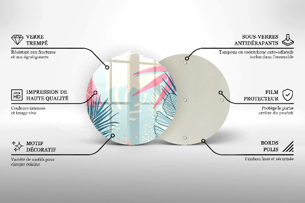 Kuchynská doska veľká zo skla Pastelové listy