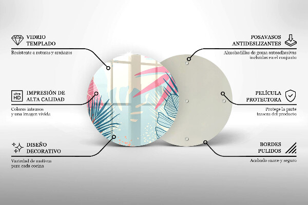 Kuchynská doska veľká zo skla Pastelové listy
