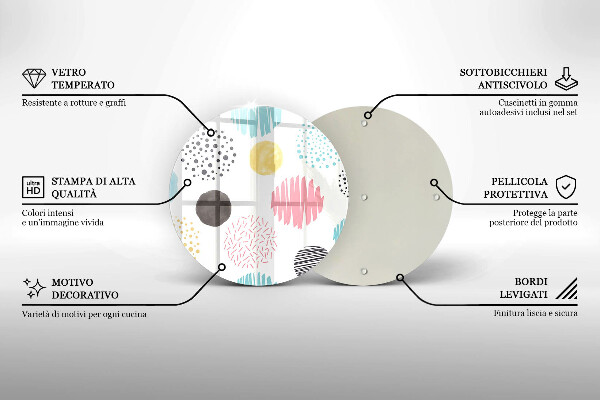 Kuchynská doska veľká zo skla Maľované tvary