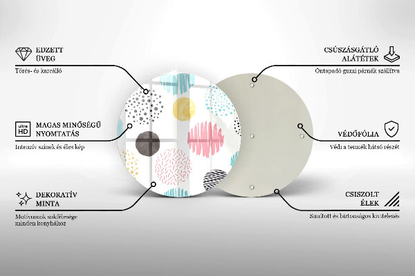 Kuchynská doska veľká zo skla Maľované tvary