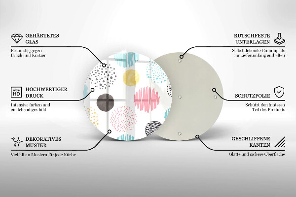 Kuchynská doska veľká zo skla Maľované tvary