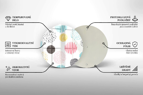 Kuchynská doska veľká zo skla Maľované tvary