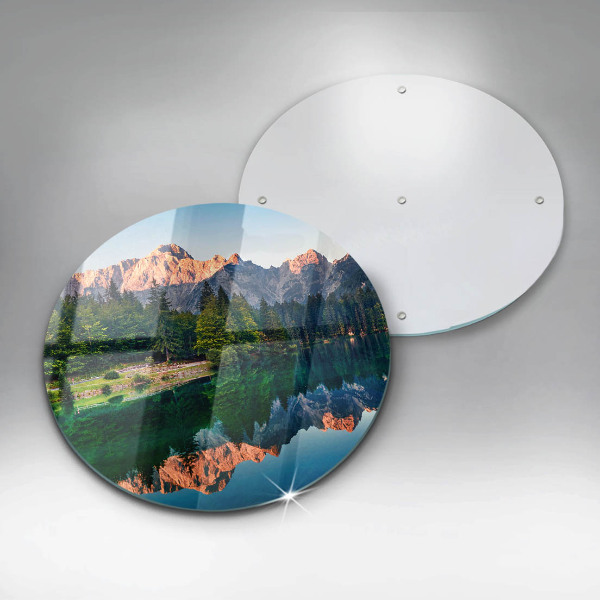 Kuchynská doska veľká zo skla Les a horské jazero