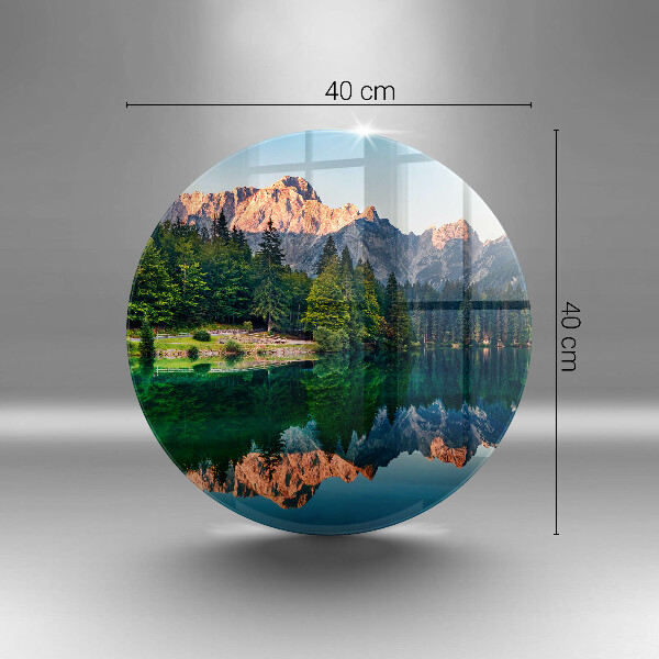 Kuchynská doska veľká zo skla Les a horské jazero