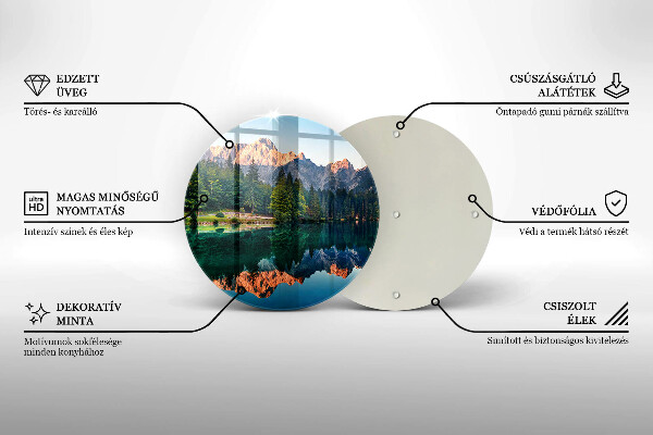 Kuchynská doska veľká zo skla Les a horské jazero