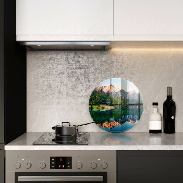 Kuchynská doska veľká zo skla Les a horské jazero