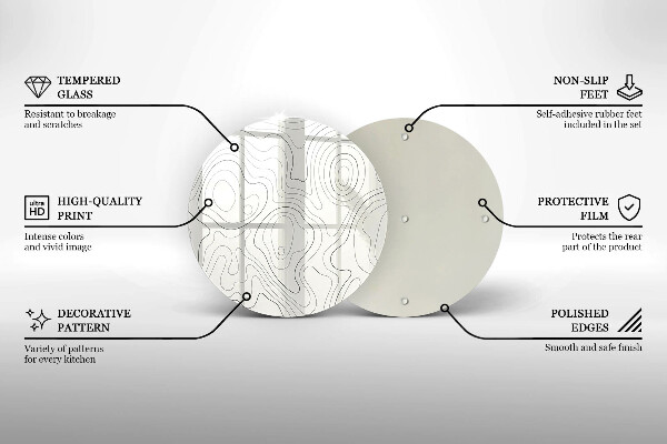 Kuchynská doska veľká zo skla Dizajn čiarového umenia