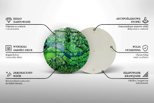 Kuchynská doska veľká zo skla Les a rieka z vtáčej perspektívy
