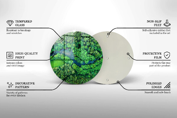 Kuchynská doska veľká zo skla Les a rieka z vtáčej perspektívy