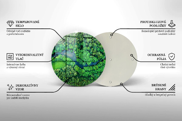 Kuchynská doska veľká zo skla Les a rieka z vtáčej perspektívy