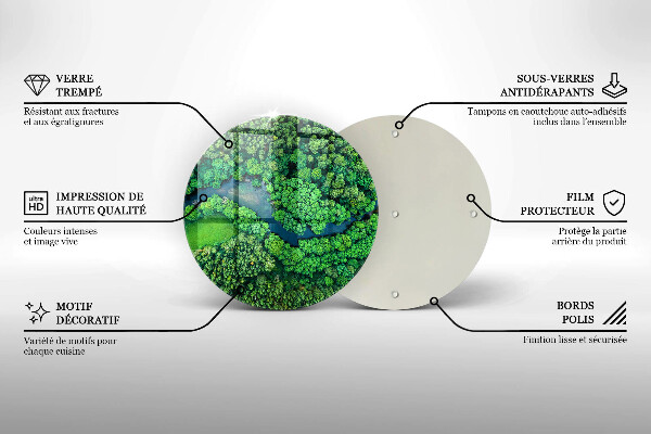 Kuchynská doska veľká zo skla Les a rieka z vtáčej perspektívy