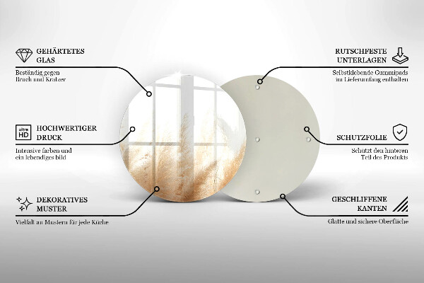 Kuchynská doska veľká zo skla Pampasová tráva