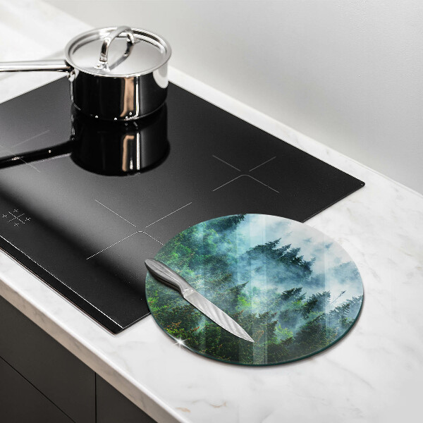 Kuchynská doska veľká zo skla Les v hmle