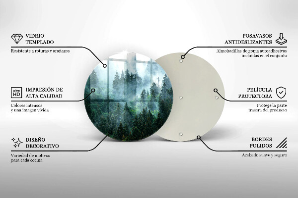 Kuchynská doska veľká zo skla Les v hmle