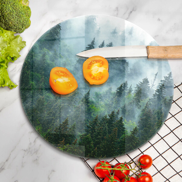 Kuchynská doska veľká zo skla Les v hmle