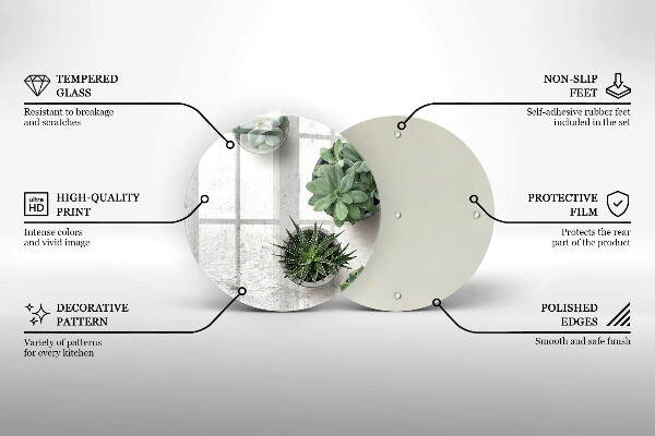 Kuchynská doska veľká zo skla Sukulenty na betóne