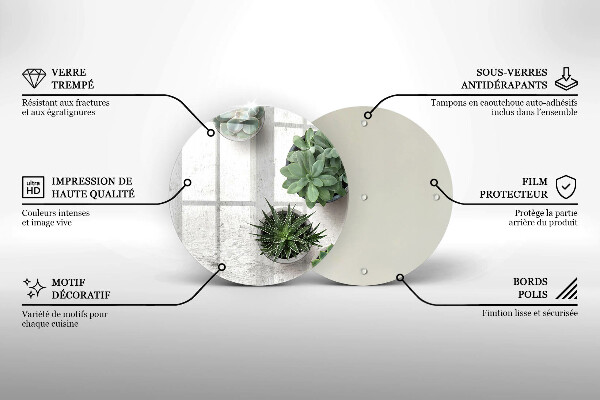Kuchynská doska veľká zo skla Sukulenty na betóne
