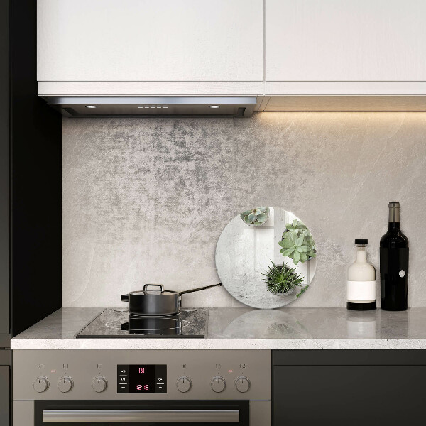 Kuchynská doska veľká zo skla Sukulenty na betóne