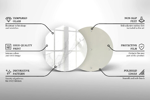 Kuchynská doska veľká zo skla Jemný biely mramor