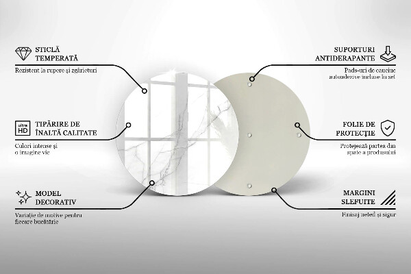 Kuchynská doska veľká zo skla Jemný biely mramor