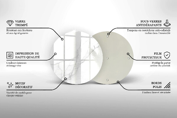Kuchynská doska veľká zo skla Jemný biely mramor