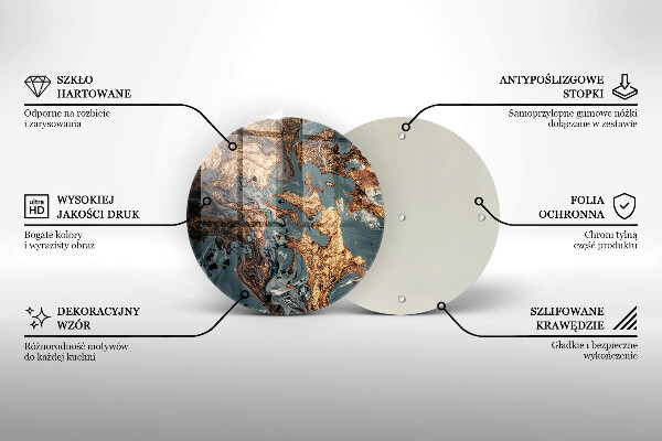 Kuchynská doska veľká zo skla Ozdobný kameň so zlatom