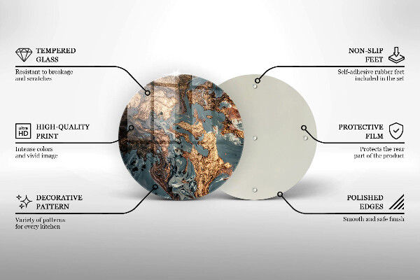 Kuchynská doska veľká zo skla Ozdobný kameň so zlatom