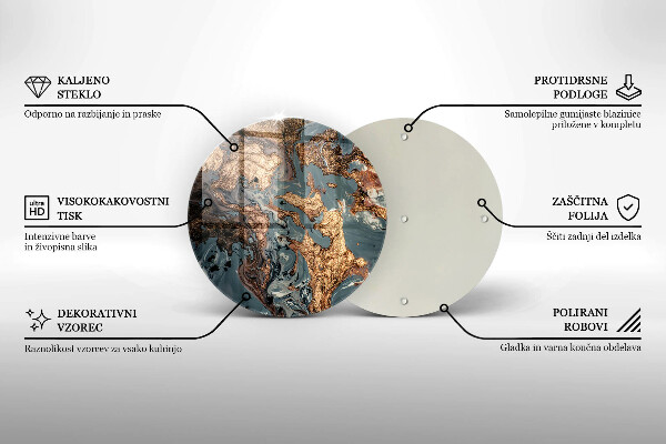 Kuchynská doska veľká zo skla Ozdobný kameň so zlatom