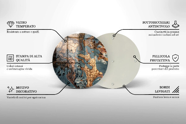 Kuchynská doska veľká zo skla Ozdobný kameň so zlatom