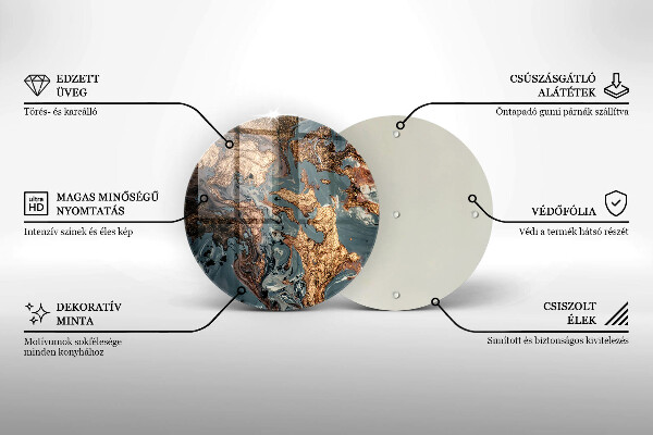 Kuchynská doska veľká zo skla Ozdobný kameň so zlatom