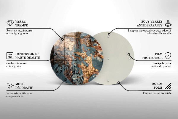 Kuchynská doska veľká zo skla Ozdobný kameň so zlatom