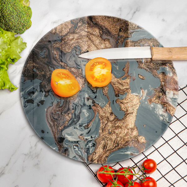 Kuchynská doska veľká zo skla Ozdobný kameň so zlatom