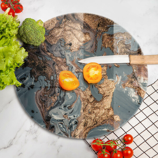 Kuchynská doska veľká zo skla Ozdobný kameň so zlatom