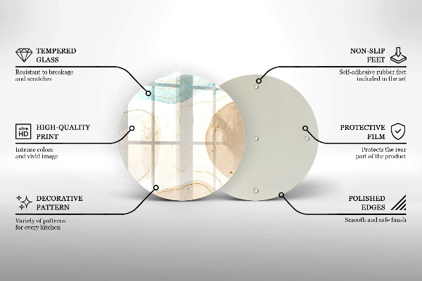 Kuchynská doska veľká zo skla Boho škvrny a zlato