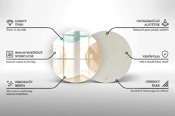 Kuchynská doska veľká zo skla Boho škvrny a zlato