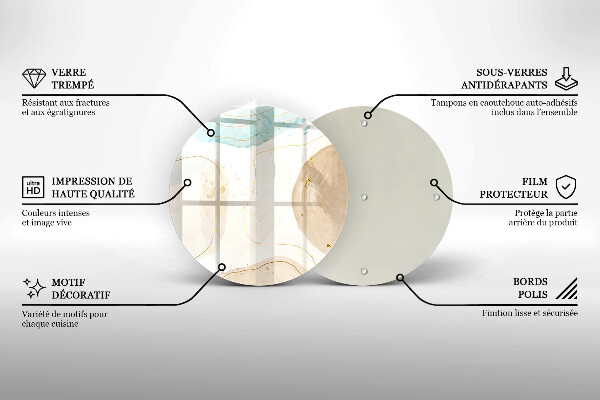 Kuchynská doska veľká zo skla Boho škvrny a zlato